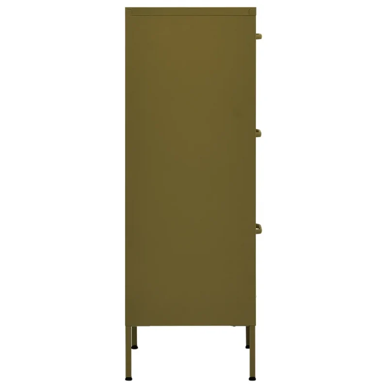 Armoire de rangement pratique 42,5 x 35 x 101,5 cm solide avec tiroirs extensibles en acier vert olive 02_0046868