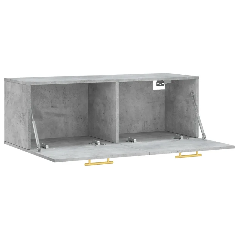 Armoire murale pratique rangement décorative 100 x 36,5 x 35 cm en bois d'ingénierie gris béton 02_0048880