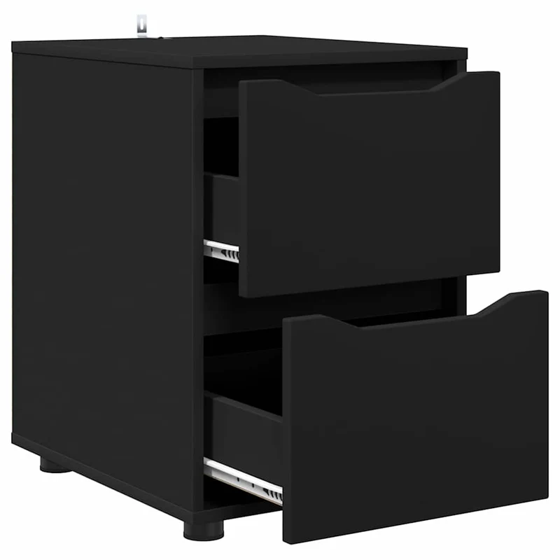 Armoire de rangement minimaliste pratique avec tiroirs 40 x 48 x 57 cm en bois d'ingénierie noir 02_0054612