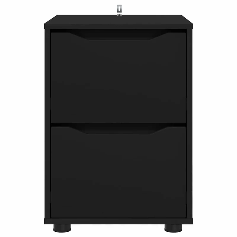 Armoire de rangement minimaliste pratique avec tiroirs 40 x 48 x 57 cm en bois d'ingénierie noir 02_0054612