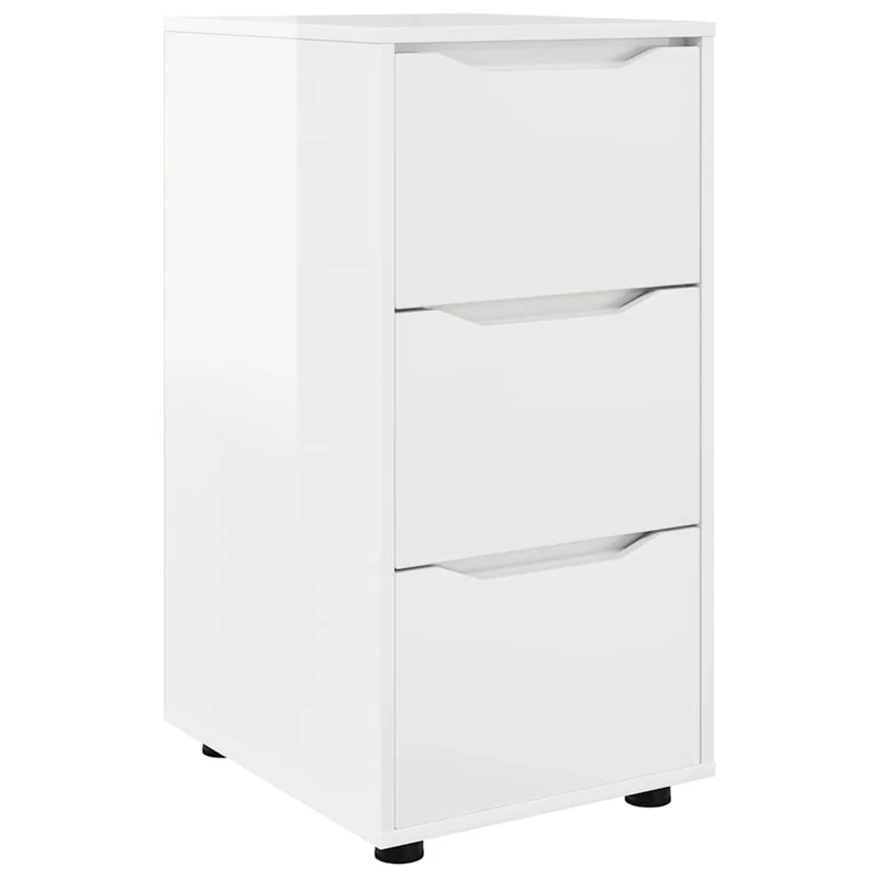 Armoire de rangement avec tiroirs pratique 40 x 48 x 81 cm en bois d'ingénierie blanc brillant 02_0054645