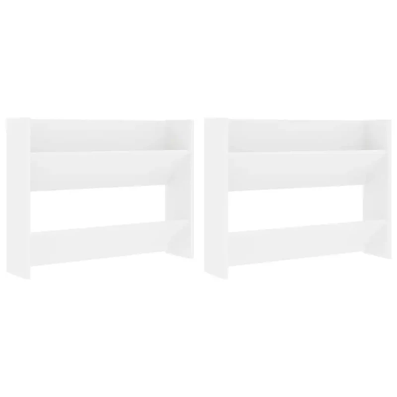 Lot de 2 armoires à chaussures murales modernes économiques 80 x 18 x 60 cm en aggloméré blanc 02_0047891