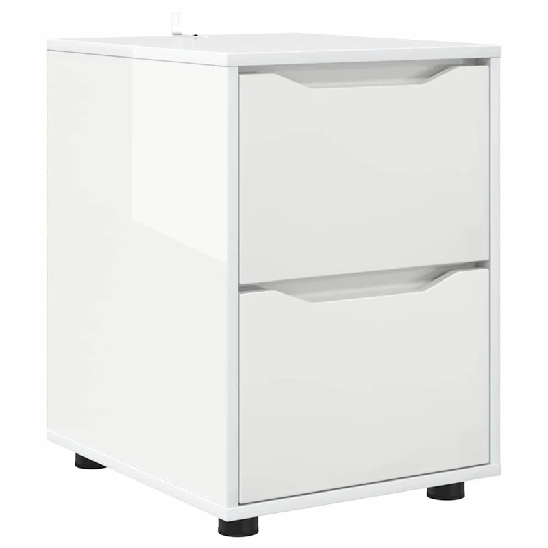 Armoire de rangement avec tiroirs pratique style minimaliste 40 x 48 x 57 cm en bois d'ingénierie blanc brillant 02_0054615