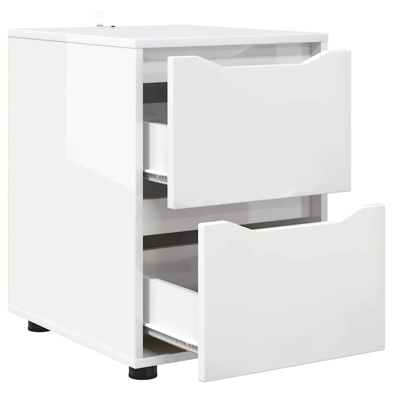 Armoire de rangement avec tiroirs pratique style minimaliste 40 x 48 x 57 cm en bois d'ingénierie blanc brillant 02_0054615