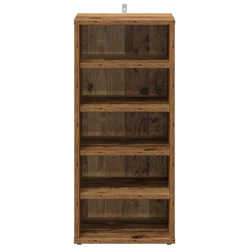 Lot de 2 armoires à chaussures avec 5 étagères ouvertes 32 x 35 x 70 cm en bois d'ingénierie vieux bois 02_0050922