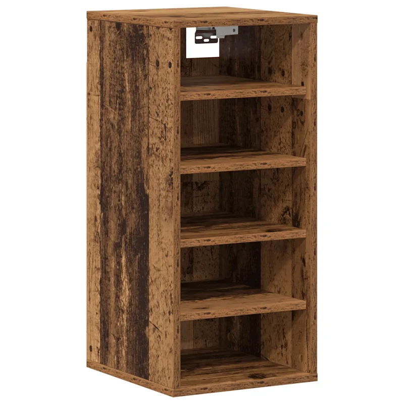 Lot de 2 armoires à chaussures avec 5 étagères ouvertes 32 x 35 x 70 cm en bois d'ingénierie vieux bois 02_0050922