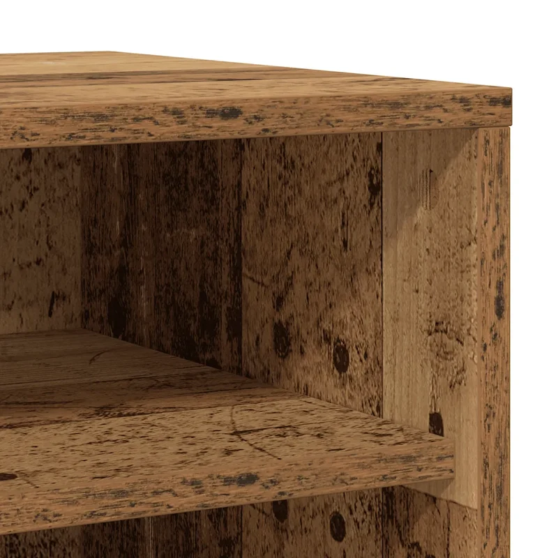 Lot de 2 armoires à chaussures avec 5 étagères ouvertes 32 x 35 x 70 cm en bois d'ingénierie vieux bois 02_0050922