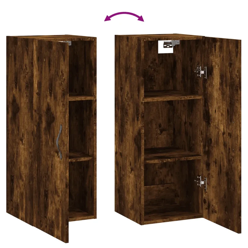 Armoire murale élégante rangement 34,5 x 34 x 90 cm en bois d'ingénierie chêne fumé 02_0049302