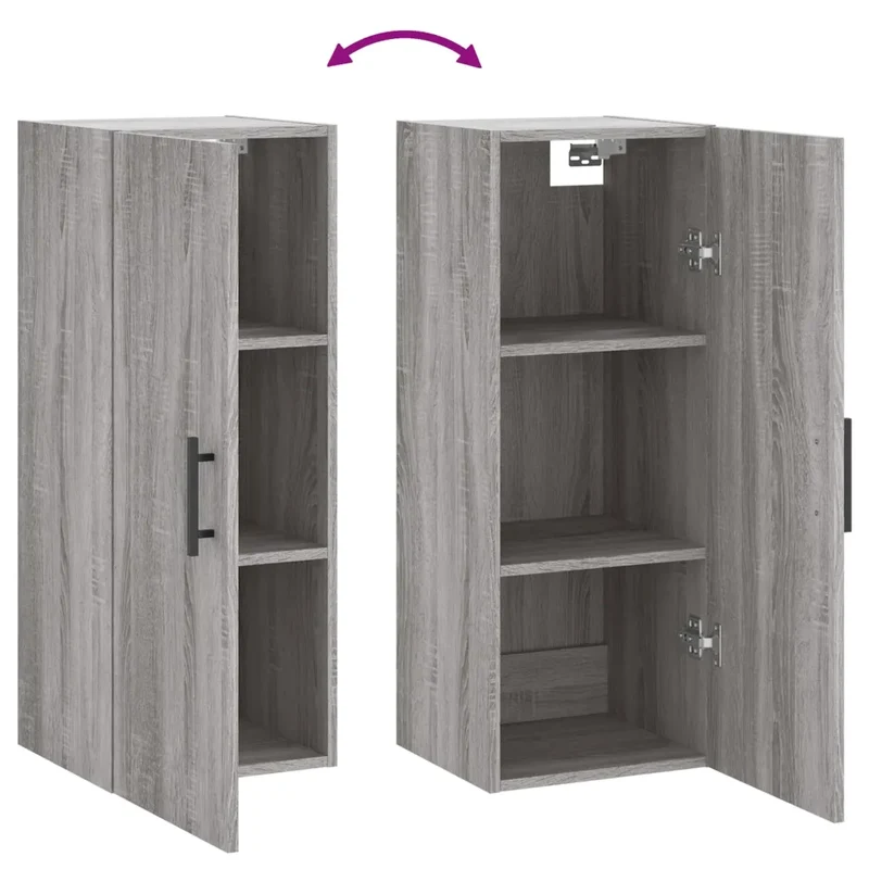 Armoire murale sonoma gris 34,5 x 34 x 90 cm design pratique rangement élégante en bois d'ingénierie gris 02_0048678