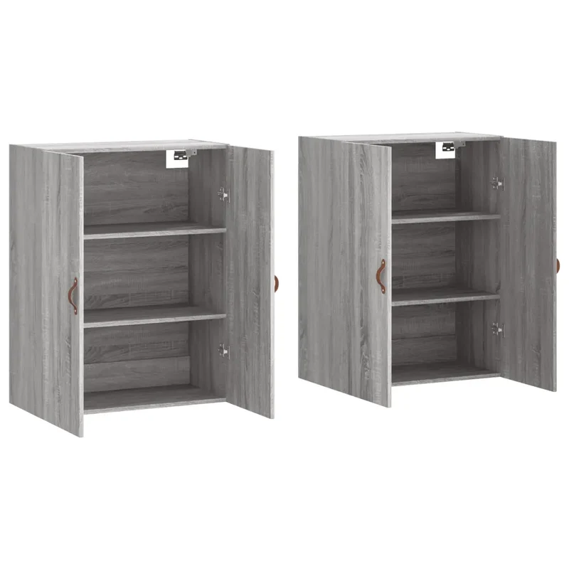 Lot de 2 armoires murales design pratique rangement 69,5 x 34 x 90 cm en bois d'ingénierie sonoma gris 02_0055347