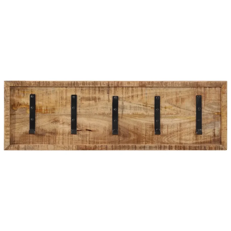 Porte-manteau mural avec 5 crochets pratique pour couloir 80 x 25 x 5,5 cm style naturel en manguier 02_0047362