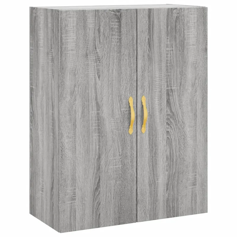 Lot de 2 armoires murales rangement 69,5 x 34 x 90 cm design pratique pour salon chambre en bois d'ingénierie gris 02_0055352
