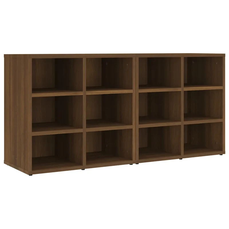 Lot de 2 armoires à chaussures murales design élégant avec 12 compartiments 52,5 x 30 x 50 cm en bois d'ingénierie marron 02_0048440
