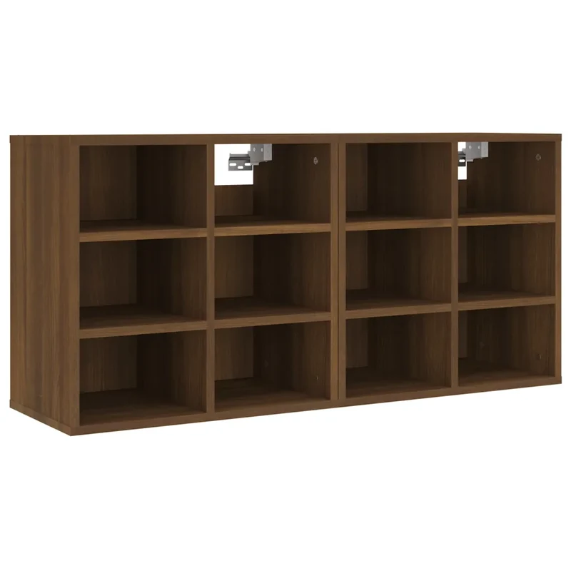 Lot de 2 armoires à chaussures murales design élégant avec 12 compartiments 52,5 x 30 x 50 cm en bois d'ingénierie marron 02_0048440
