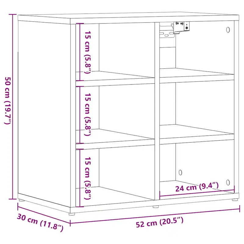Armoire à chaussures vintage pratique rangement 52 x 30 x 50 cm en bois d'ingénierie vieux bois 02_0051012