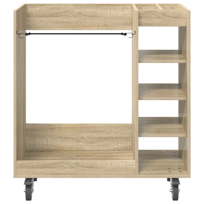 Armoire de rangement moderne avec roues grand espace de stockage 90 x 45 x 98 cm en bois chêne sonoma 02_0055065