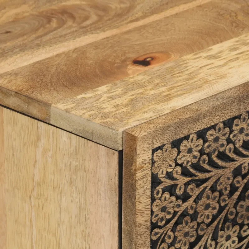 Lot de 2 armoires latérales rétro avec grand espace de rangement 60 x 33 x 75 cm en bois massif de manguier 02_0055509