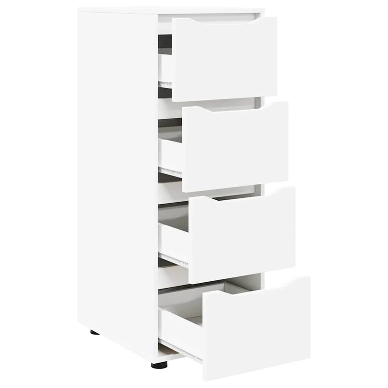 Armoire de rangement minimaliste ajustable 40 x 48 x 105 cm avec tiroirs fonctionnels en bois d'ingénierie blanc 02_0054651