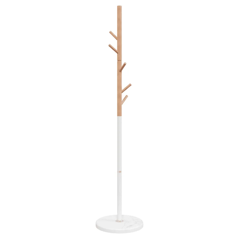 Porte-manteau sur pied pratique 172 x 37 x 37 cm avec 6 patères style moderne couloir en fer enduit de poudre blanc 02_0047588