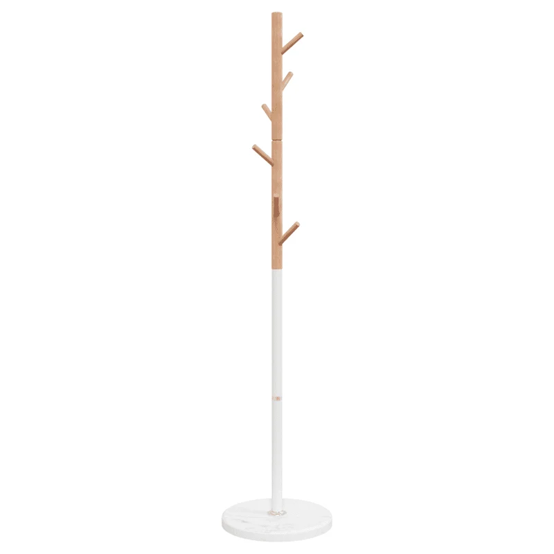 Porte-manteau sur pied pratique 172 x 37 x 37 cm avec 6 patères style moderne couloir en fer enduit de poudre blanc 02_0047588