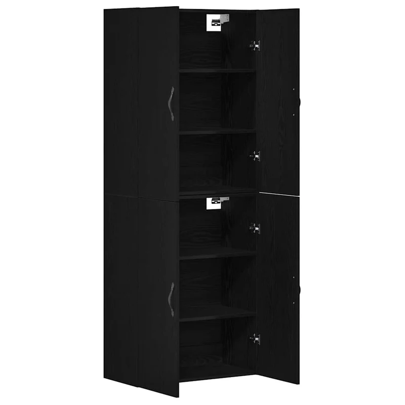 Lot de 2 armoires murales modernes avec 4 portes rangement 69,5 x 34 x 90 cm en bois d'ingénierie chêne noir 02_0055910