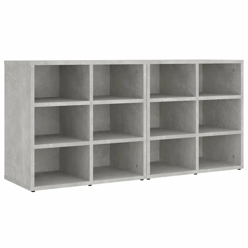 Lot de 2 armoires à chaussures pratiques design moderne rangement 52,5 x 30 x 50 cm en bois d'ingénierie gris béton 02_0047943