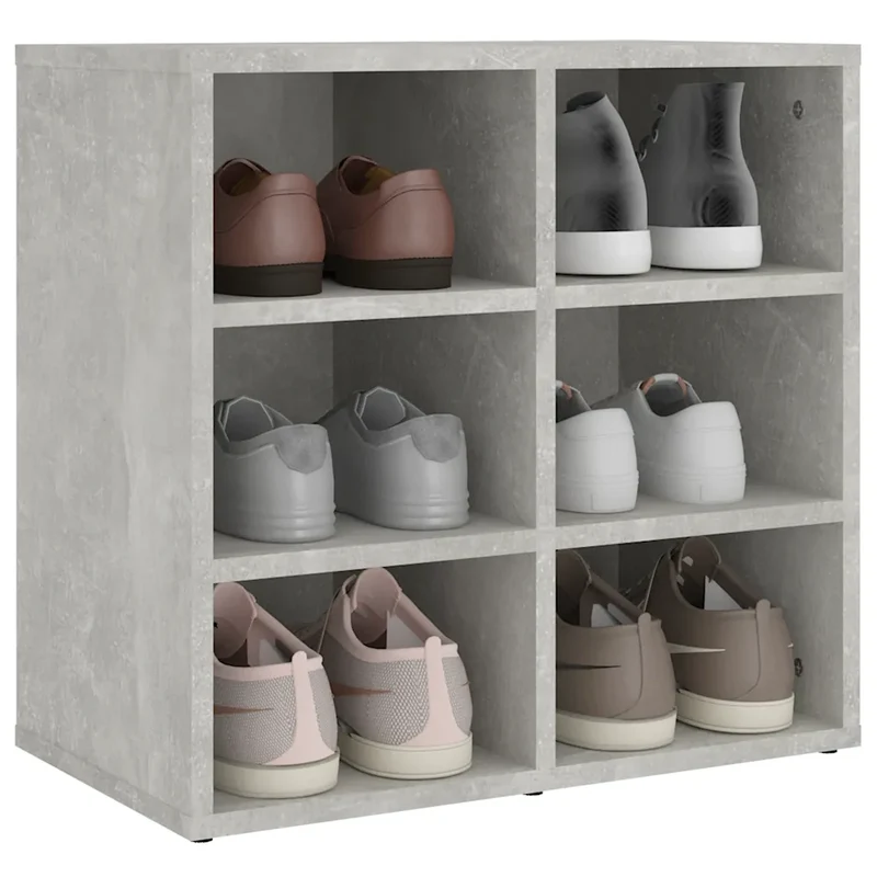 Lot de 2 armoires à chaussures pratiques design moderne rangement 52,5 x 30 x 50 cm en bois d'ingénierie gris béton 02_0047943