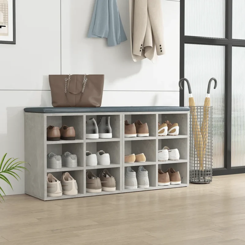 Lot de 2 armoires à chaussures pratiques design moderne rangement 52,5 x 30 x 50 cm en bois d'ingénierie gris béton 02_0047943