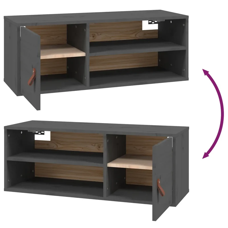 Lot de 2 armoires murales pratiques avec rangement 80 x 30 x 30 cm en bois de pin gris 02_0048387