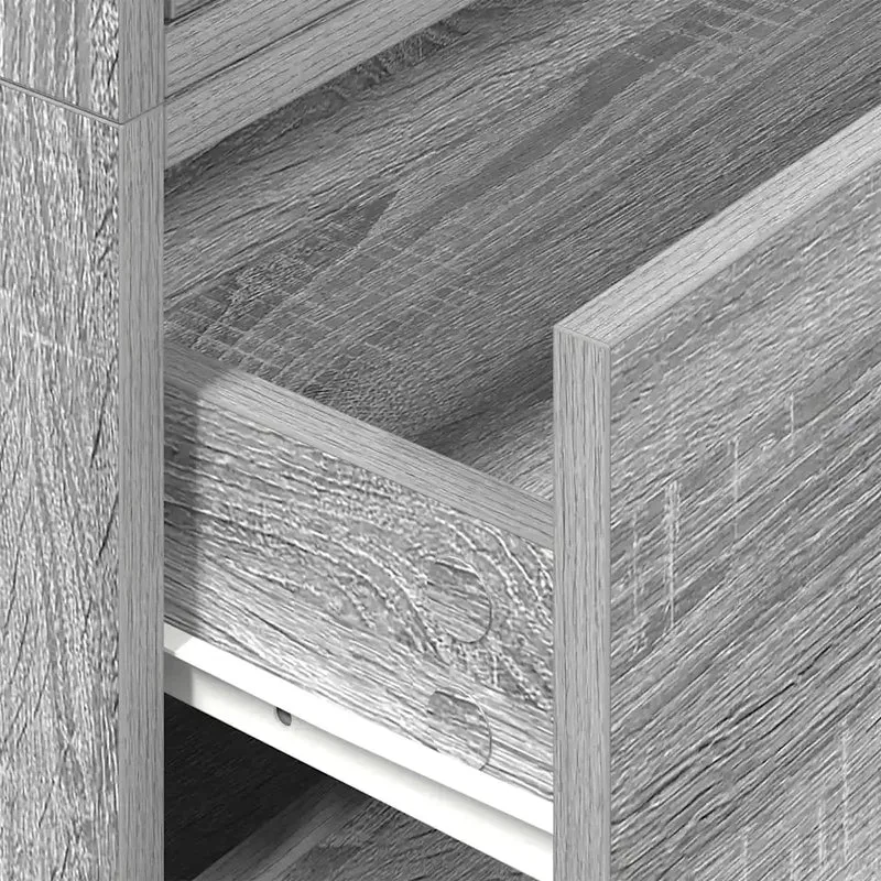 Lot de 2 armoires de rangement empilables 60 x 31 x 40 cm avec 2 tiroirs pratiques style moderne en bois d'ingénierie gris 02_0051199