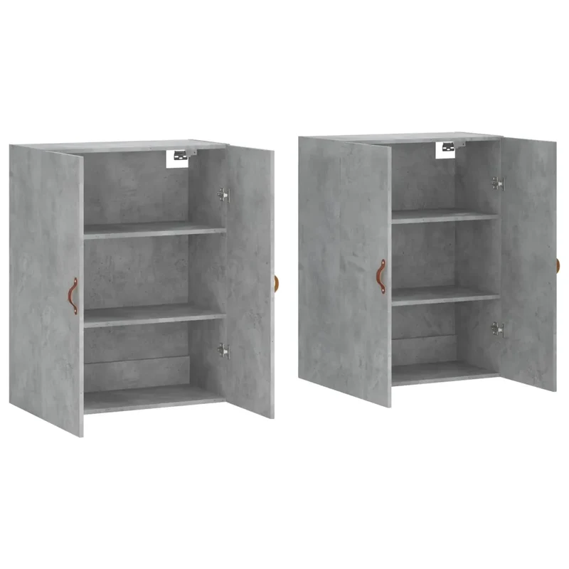Lot de 2 armoires murales design pratique rangement 69,5 x 34 x 90 cm en bois d'ingénierie gris béton 02_0055345
