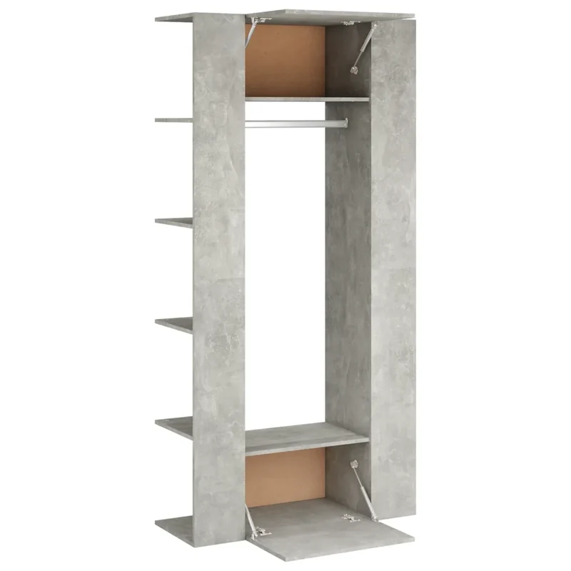 Lot de 2 armoires de couloir modernes économiseur d'espace 97,5 x 37 x 99 cm en bois d'ingénierie gris béton 02_0055134