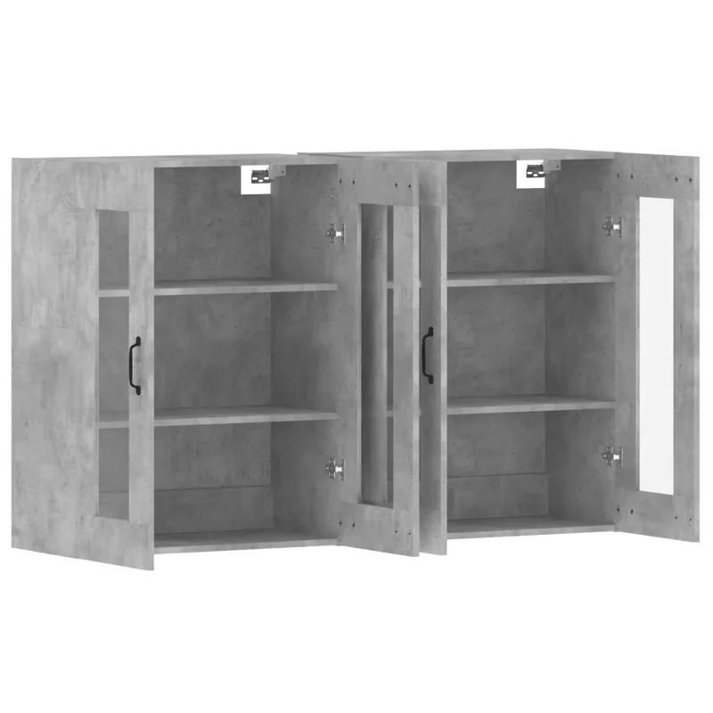 Lot de 2 armoires murales pratiques rangement grand espace 69,5 x 34 x 90 cm en bois d'ingénierie gris béton 02_0055408