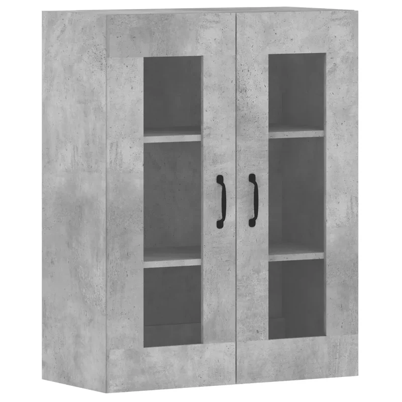 Lot de 2 armoires murales pratiques rangement grand espace 69,5 x 34 x 90 cm en bois d'ingénierie gris béton 02_0055408