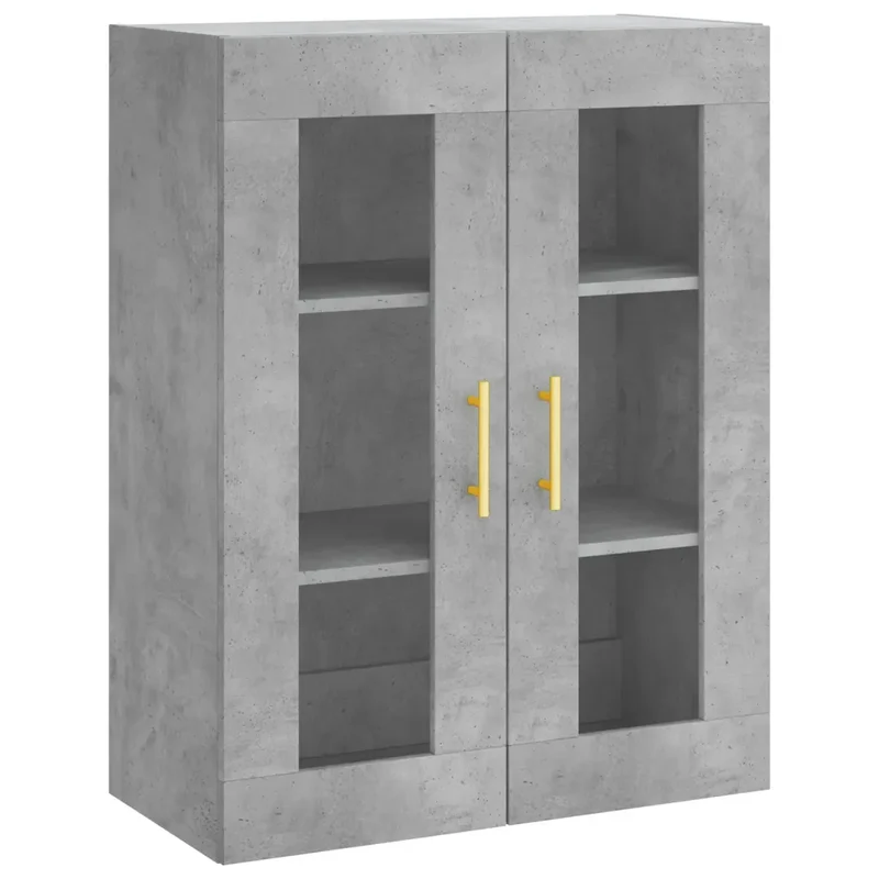 Lot de 2 armoires murales rangement pratique 69,5 x 34 x 90 cm en bois d'ingénierie gris béton 02_0055424