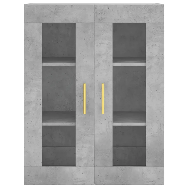 Lot de 2 armoires murales rangement pratique 69,5 x 34 x 90 cm en bois d'ingénierie gris béton 02_0055424