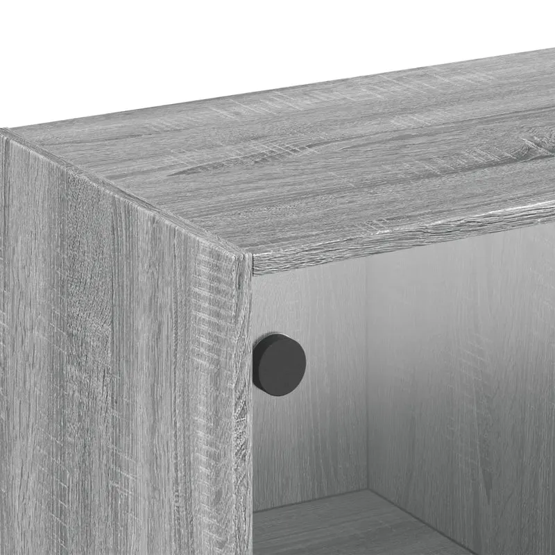 Armoire murale en bois sonoma gris 102 x 37 x 35 cm design élégante avec portes vitrées finition moderne 02_0049349