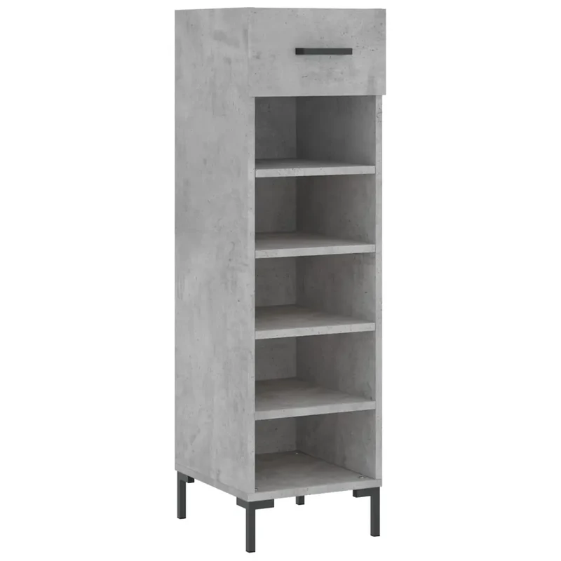Armoire à chaussures compacte avec tiroir 30 x 35 x 105 cm style industriel en bois d'ingénierie gris béton 02_0048738