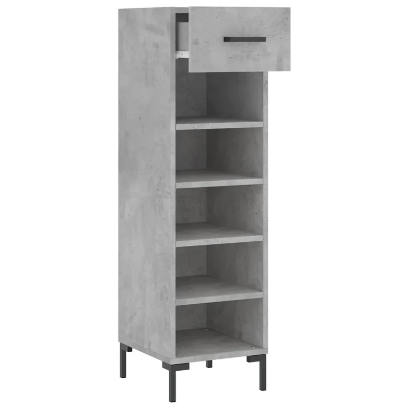Armoire à chaussures compacte avec tiroir 30 x 35 x 105 cm style industriel en bois d'ingénierie gris béton 02_0048738