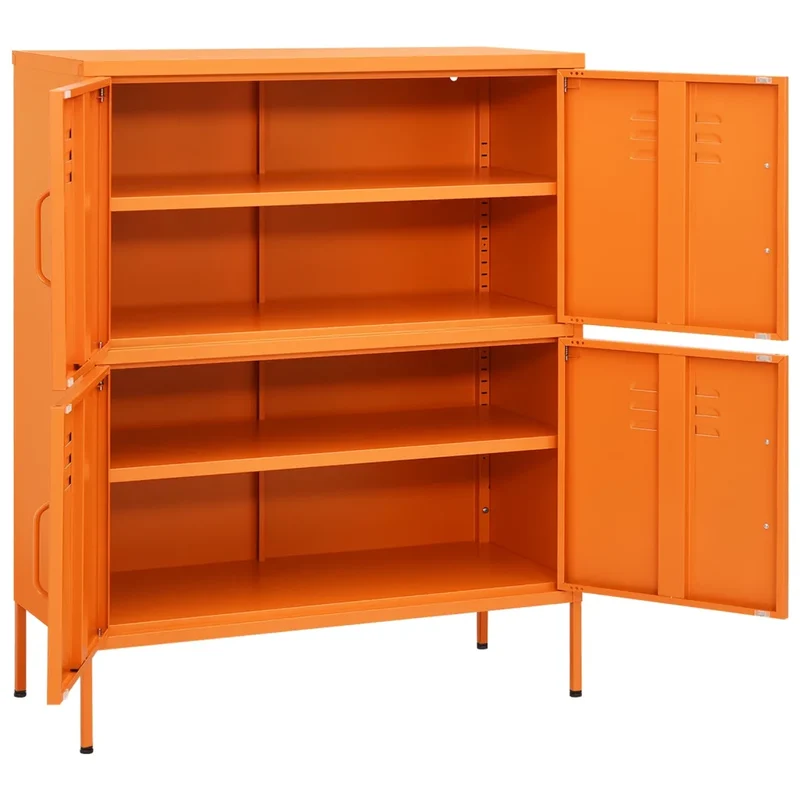 Armoire de rangement 80 x 35 x 101 cm avec 2 étagères réglables design moderne en acier orange 02_0046829