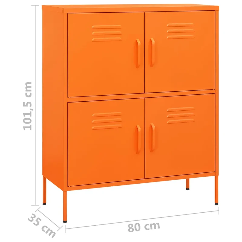 Armoire de rangement 80 x 35 x 101 cm avec 2 étagères réglables design moderne en acier orange 02_0046829