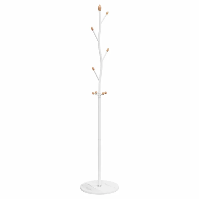 Porte-manteau sur pied pratique avec 8 patères rangement 177 x 37 x 37 cm en fer enduit de poudre blanc 02_0047593