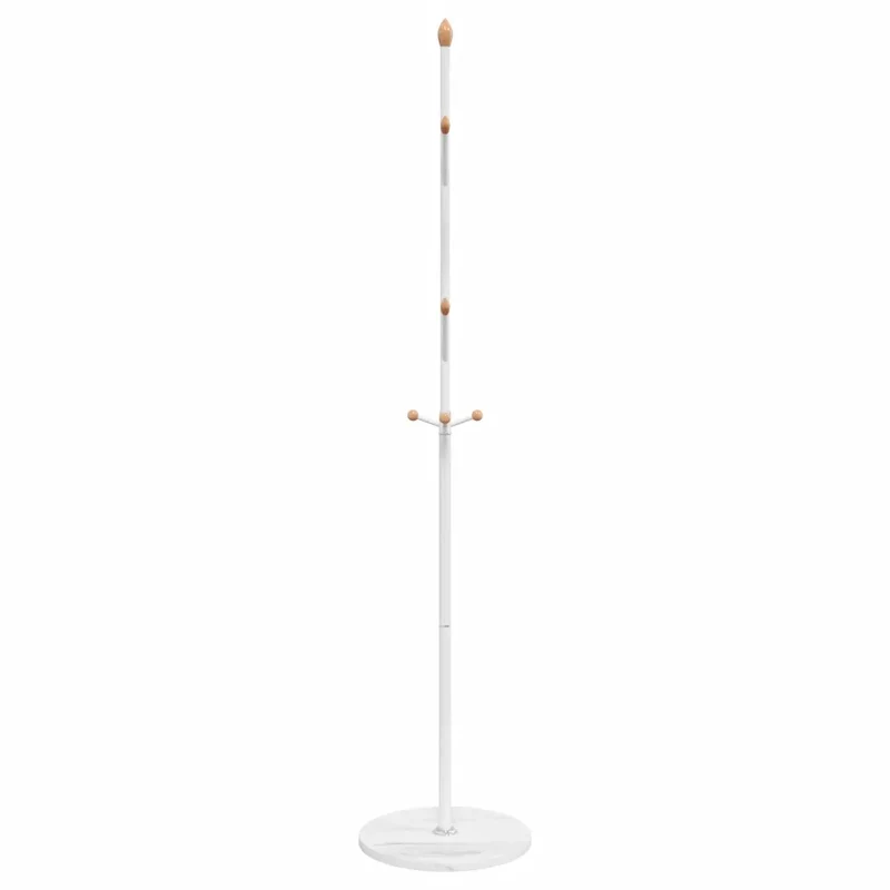 Porte-manteau sur pied pratique avec 8 patères rangement 177 x 37 x 37 cm en fer enduit de poudre blanc 02_0047593