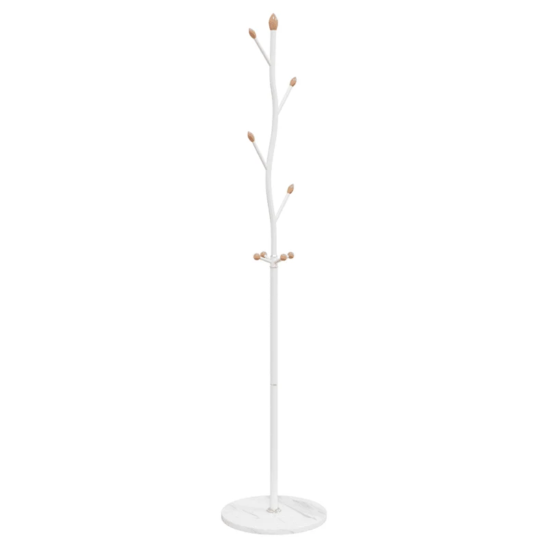 Porte-manteau sur pied pratique avec 8 patères rangement 177 x 37 x 37 cm en fer enduit de poudre blanc 02_0047593