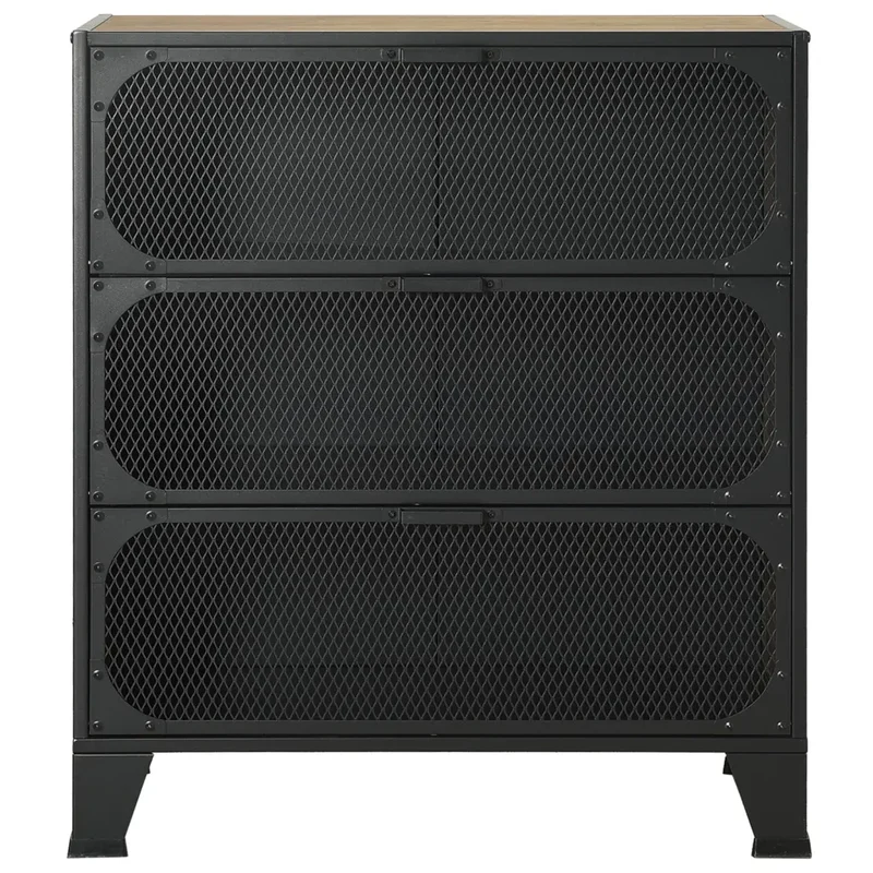 Armoire de rangement industrielle urbaine avec 2 étagères 72 x 36 x 82 cm en métal marron rustique 02_0046800
