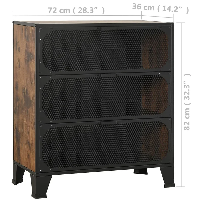 Armoire de rangement industrielle urbaine avec 2 étagères 72 x 36 x 82 cm en métal marron rustique 02_0046800