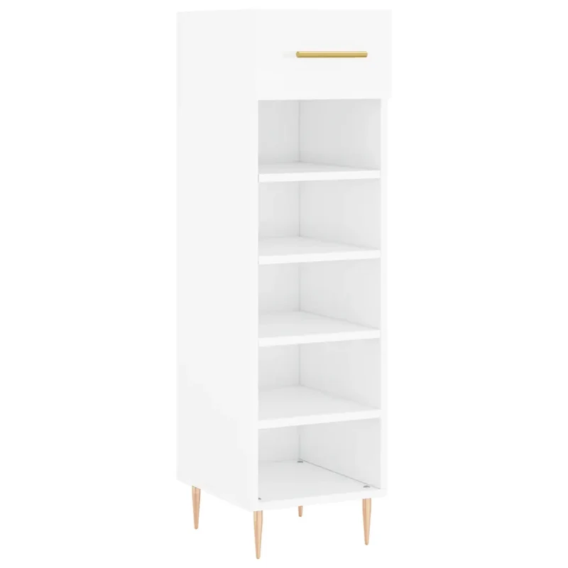 Armoire à chaussures moderne avec tiroir 30 x 35 x 105 cm en bois blanc brillant 02_0048734