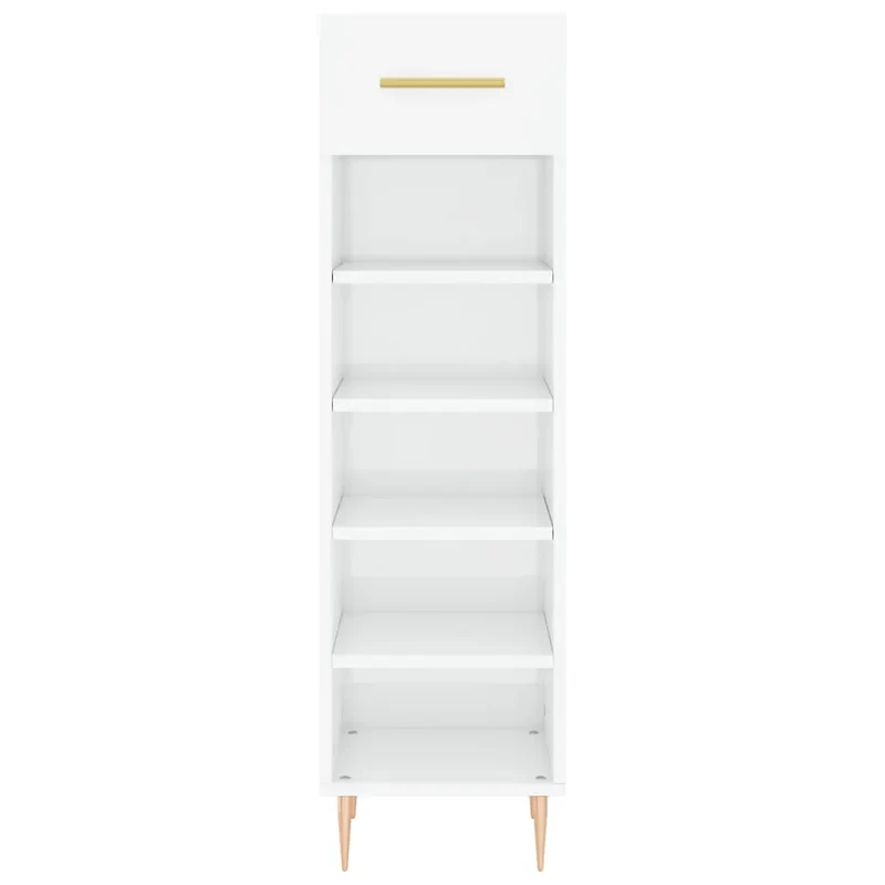 Armoire à chaussures moderne avec tiroir 30 x 35 x 105 cm en bois blanc brillant 02_0048734