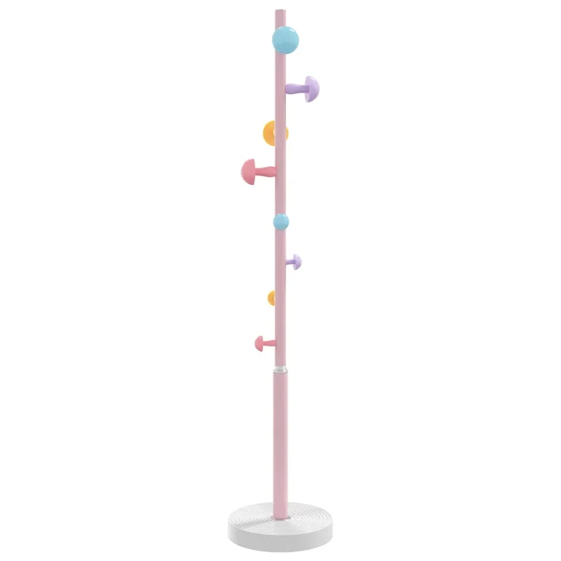 Porte-manteau sur pied pratique 172 x 35 x 35 cm 8 patères et base stable style moderne en fer rose 02_0047597