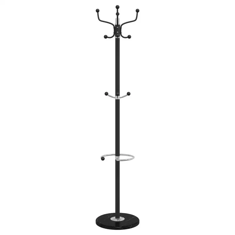 Porte-manteau sur pied avec porte-parapluie noir 180 x 37 cm stable pratique style contemporain en fer noir 02_0047599